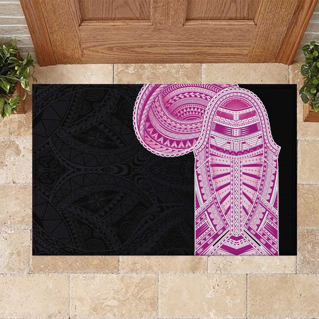 Samoan Art Tattoo Polynesian Pattern Rubber Doormat Pink Out Color
