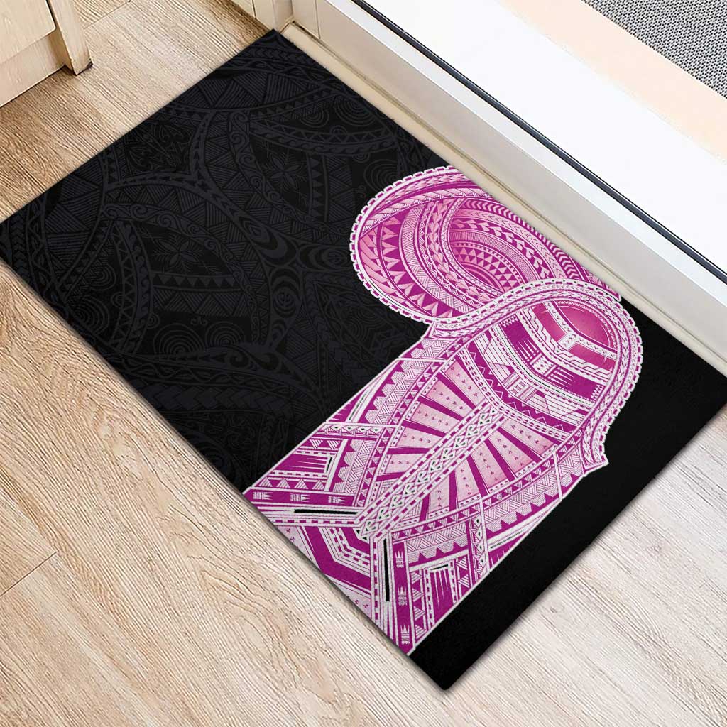 Samoan Art Tattoo Polynesian Pattern Rubber Doormat Pink Out Color