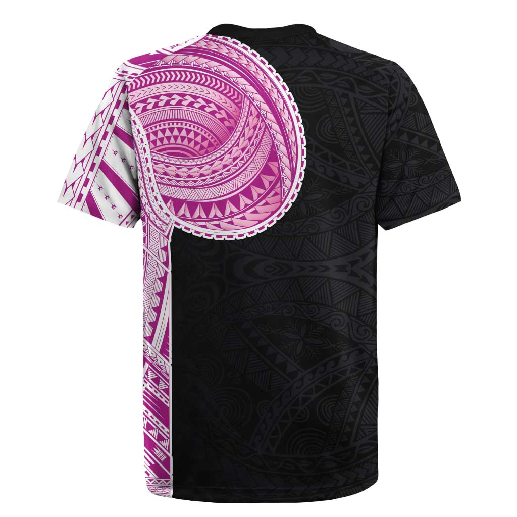 Samoan Art Tattoo Polynesian Pattern Rugby Jersey Pink Out Color