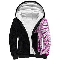 Samoan Art Tattoo Polynesian Pattern Sherpa Hoodie Pink Out Color