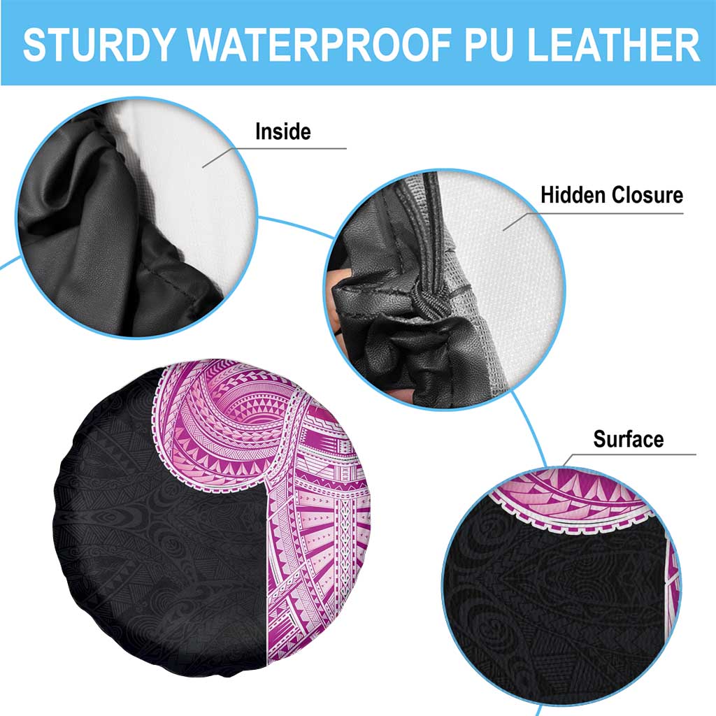 Samoan Art Tattoo Polynesian Pattern Spare Tire Cover Pink Out Color