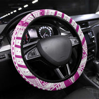 Samoan Art Tattoo Polynesian Pattern Steering Wheel Cover Pink Out Color