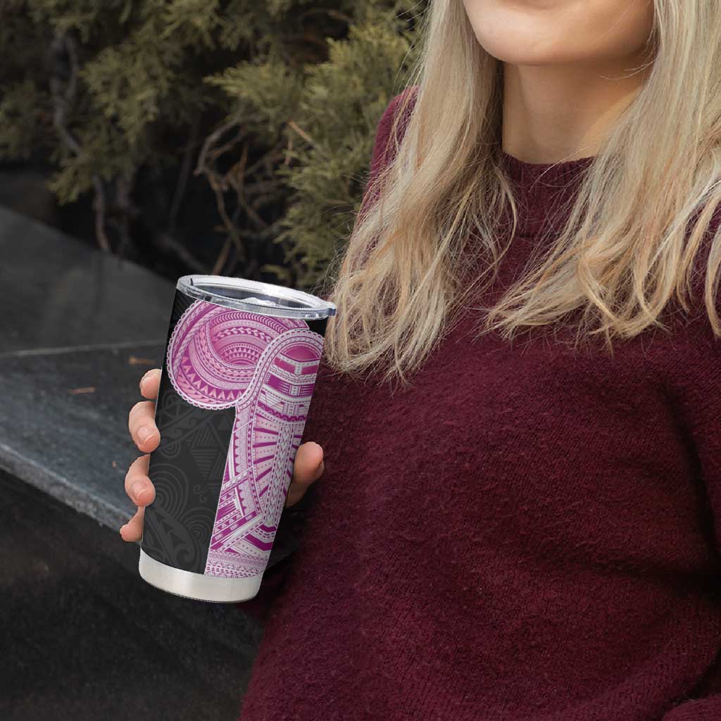 Samoan Art Tattoo Polynesian Pattern Tumbler Cup Pink Out Color