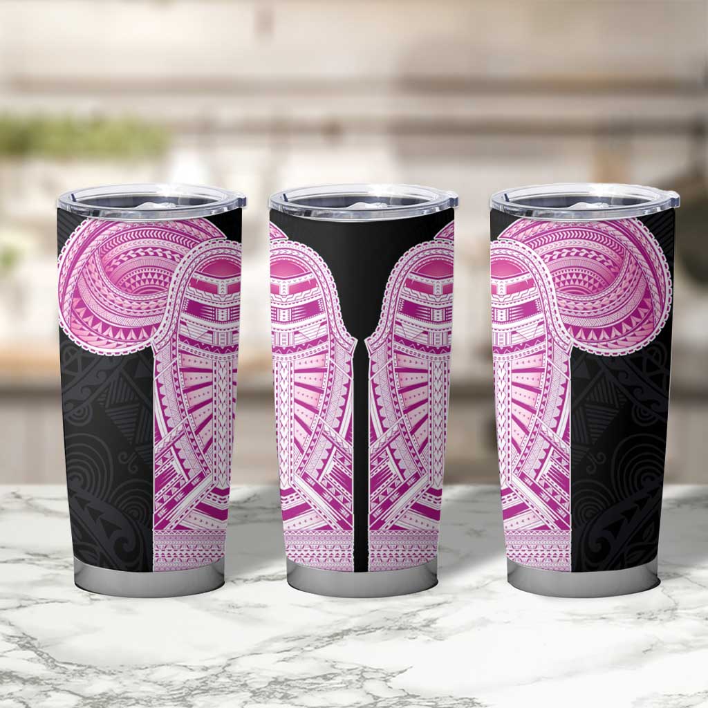 Samoan Art Tattoo Polynesian Pattern Tumbler Cup Pink Out Color