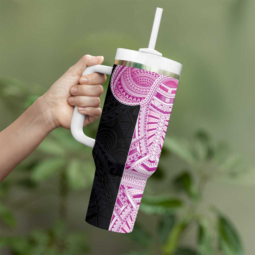 Samoan Art Tattoo Polynesian Pattern Tumbler With Handle Pink Out Color LT03 - Polynesian Pride
