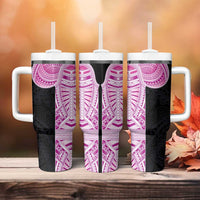 Samoan Art Tattoo Polynesian Pattern Tumbler With Handle Pink Out Color LT03 - Polynesian Pride