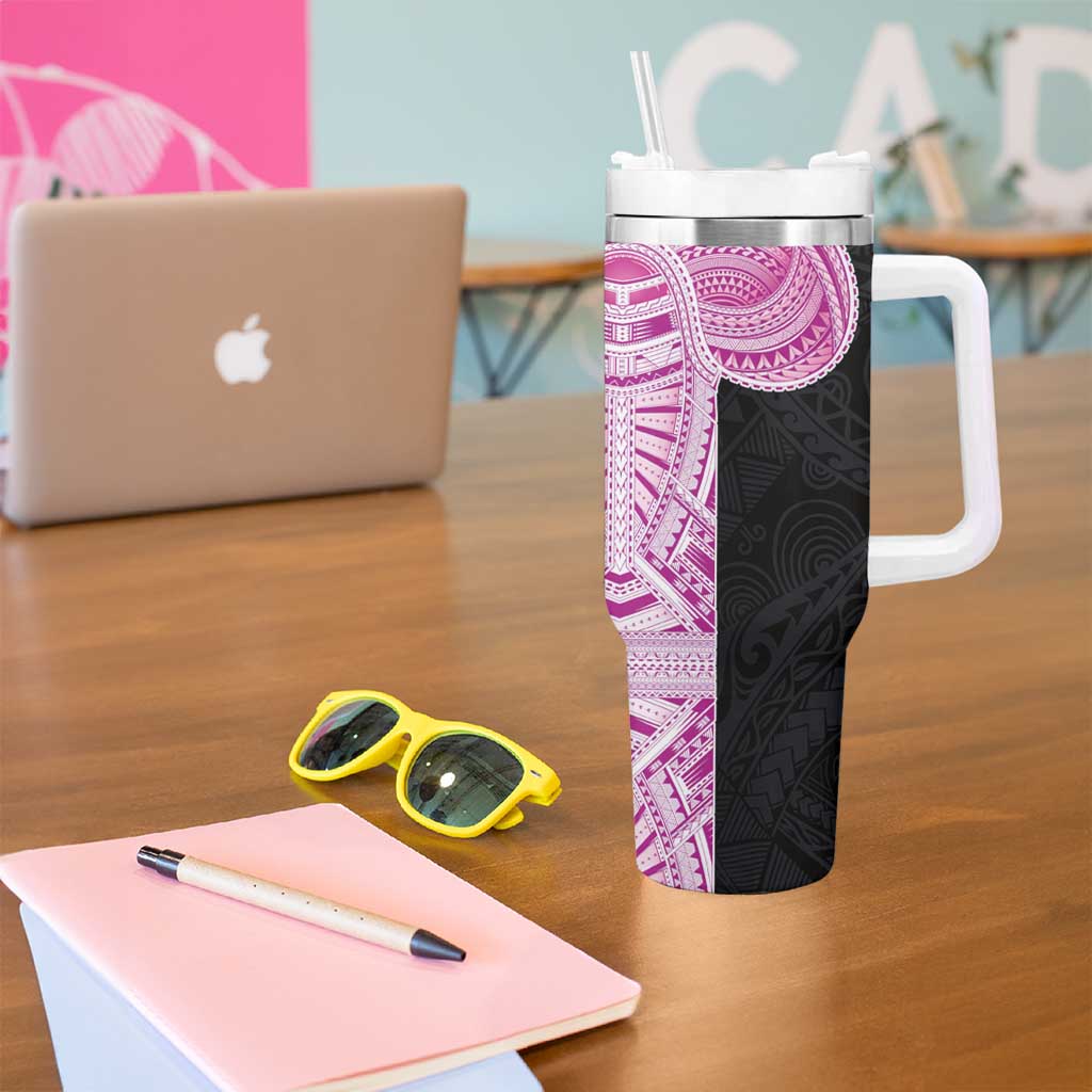 Samoan Art Tattoo Polynesian Pattern Tumbler With Handle Pink Out Color LT03 - Polynesian Pride