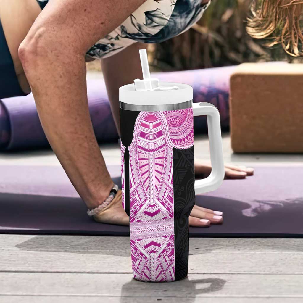 Samoan Art Tattoo Polynesian Pattern Tumbler With Handle Pink Out Color LT03 - Polynesian Pride