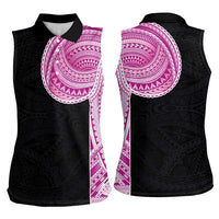 Samoan Art Tattoo Polynesian Pattern Women Sleeveless Polo Shirt Pink Out Color