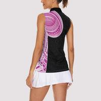 Samoan Art Tattoo Polynesian Pattern Women Sleeveless Polo Shirt Pink Out Color
