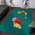 Aloha Kanaka Maoli Hawaii Flowers Area Rug With Polynesian Pattern Teal Color