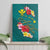 Aloha Kanaka Maoli Hawaii Flowers Canvas Wall Art With Polynesian Pattern Teal Color