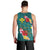 Aloha Kanaka Maoli Hawaii Flowers Men Tank Top With Polynesian Pattern Teal Color