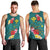 Aloha Kanaka Maoli Hawaii Flowers Men Tank Top With Polynesian Pattern Teal Color