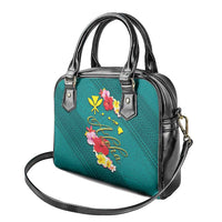 Aloha Kanaka Maoli Hawaii Flowers Shoulder Handbag With Polynesian Pattern Teal Color LT03 - Polynesian Pride