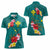 Aloha Kanaka Maoli Hawaii Flowers Women Polo Shirt With Polynesian Pattern Teal Color