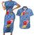 Bula Fiji Hibiscus and Plumeria Flowers Couples Matching Short Sleeve Bodycon Dress and Hawaiian Shirt Tapa Tattoo Polynesian Pattern