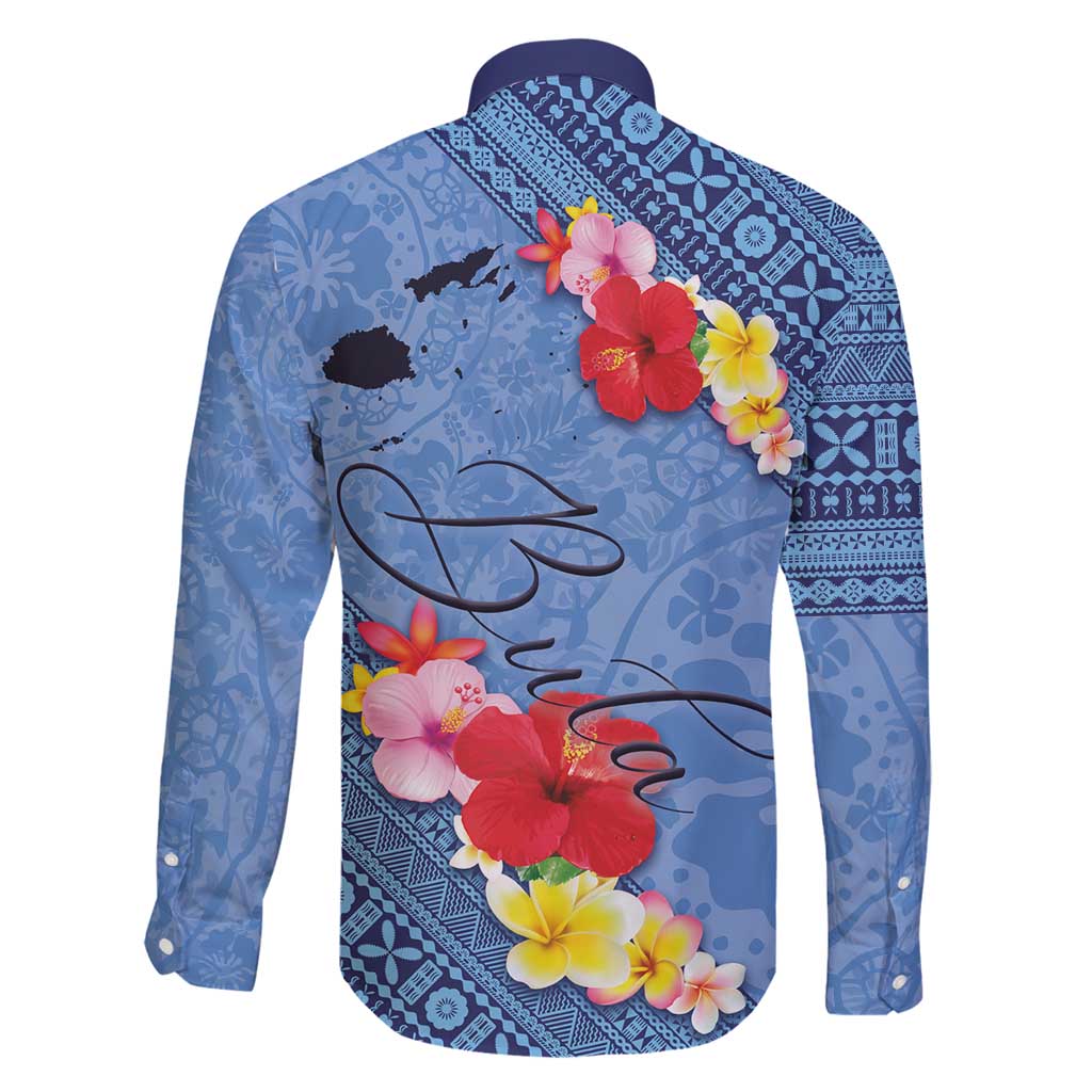 Bula Fiji Hibiscus and Plumeria Flowers Family Matching Long Sleeve Bodycon Dress and Hawaiian Shirt Tapa Tattoo Polynesian Pattern