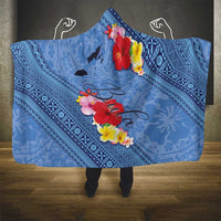 Bula Fiji Hibiscus and Plumeria Flowers Hooded Blanket Tapa Tattoo Polynesian Pattern