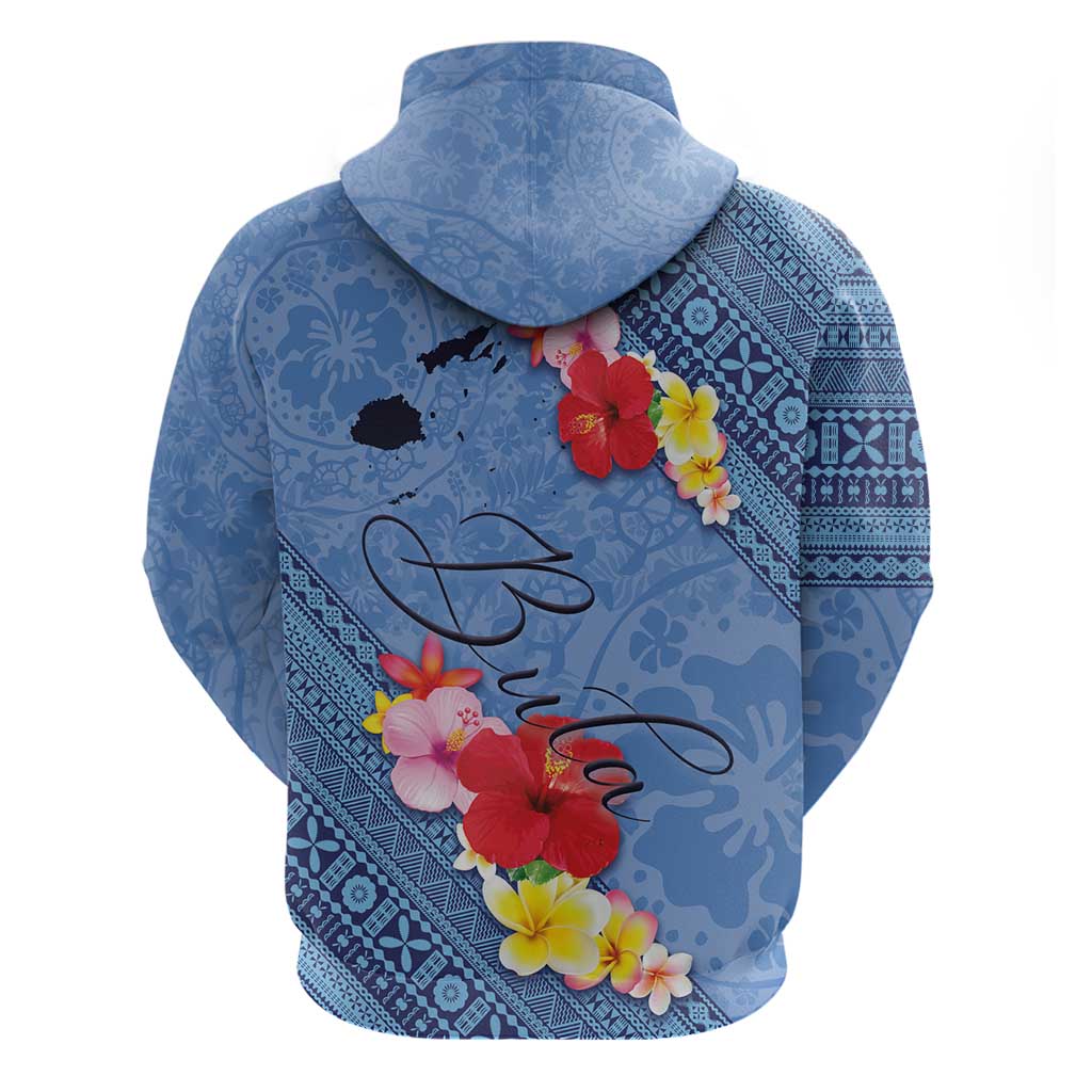 Bula Fiji Hibiscus and Plumeria Flowers Hoodie Tapa Tattoo Polynesian Pattern LT03 - Polynesian Pride