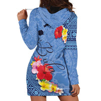Bula Fiji Hibiscus and Plumeria Flowers Hoodie Dress Tapa Tattoo Polynesian Pattern LT03 - Polynesian Pride