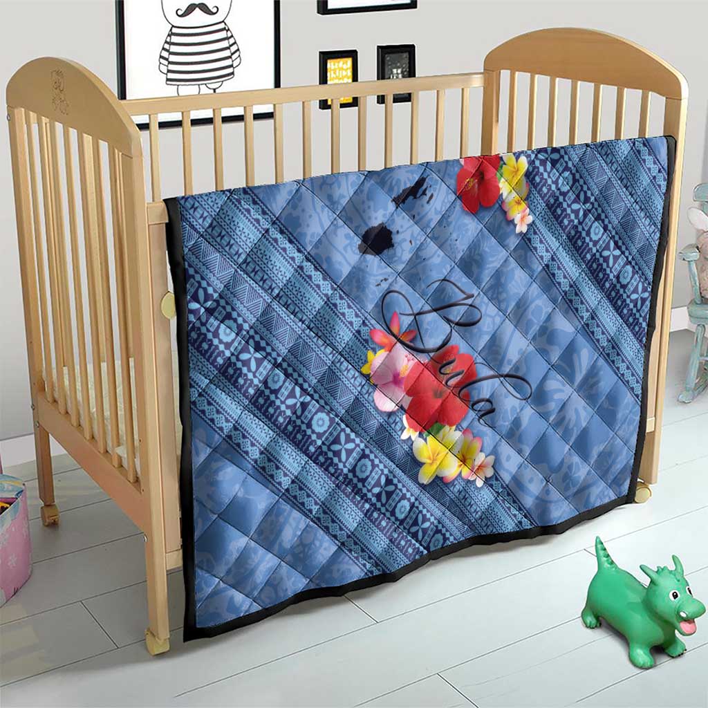 Bula Fiji Hibiscus and Plumeria Flowers Quilt Tapa Tattoo Polynesian Pattern