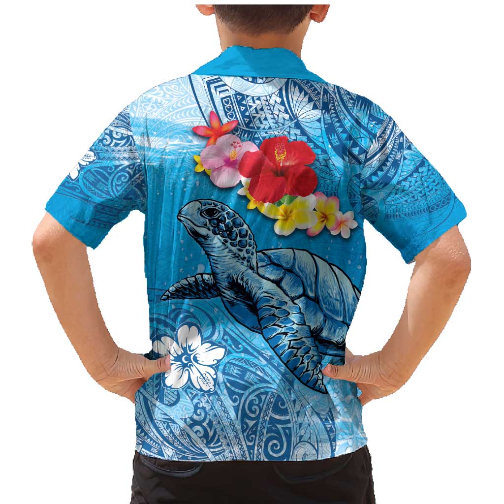 Hawaii Sea Turtle and Tropical Flowers Family Matching Mermaid Dress and Hawaiian Shirt Polynesian Tattoo Undersea Vibe