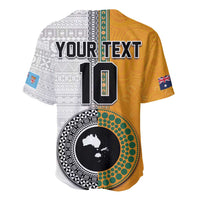 Custom Fiji and Australia Rugby Baseball Jersey Aboriginal and Fijian Masi Pattern