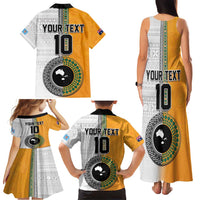 Custom Fiji and Australia Rugby Family Matching Tank Maxi Dress and Hawaiian Shirt Aboriginal and Fijian Masi Pattern
