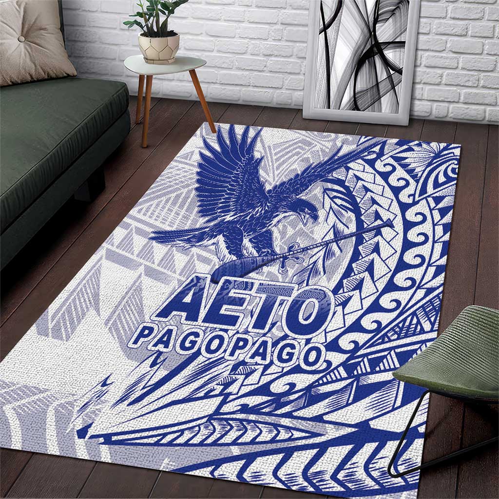 American Samoa Pago Pago Aeto Area Rug Wingstyle Blue-White Color LT03 White - Polynesian Pride
