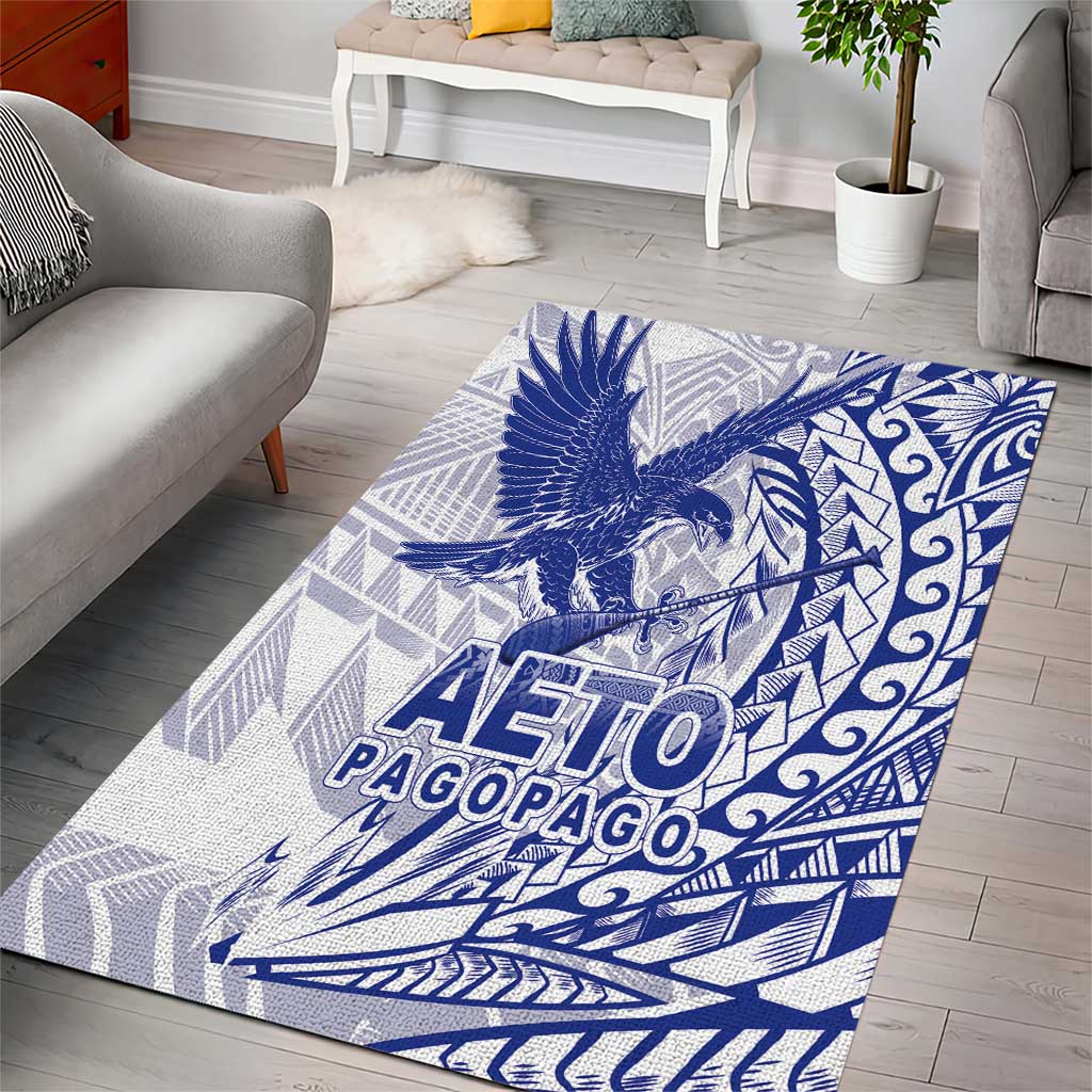American Samoa Pago Pago Aeto Area Rug Wingstyle Blue-White Color LT03 - Polynesian Pride