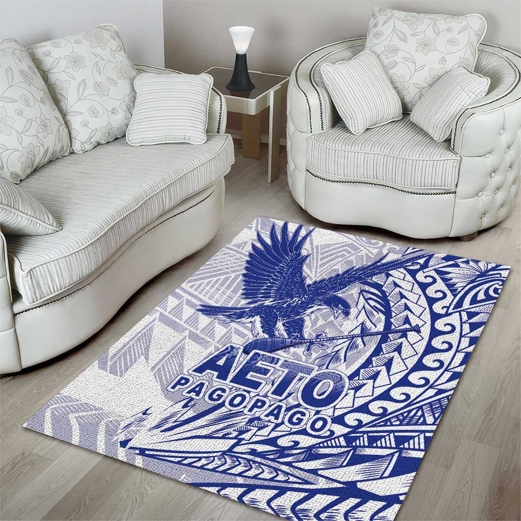 American Samoa Pago Pago Aeto Area Rug Wingstyle Blue-White Color LT03 - Polynesian Pride