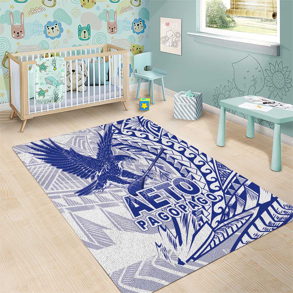 American Samoa Pago Pago Aeto Area Rug Wingstyle Blue-White Color LT03 - Polynesian Pride