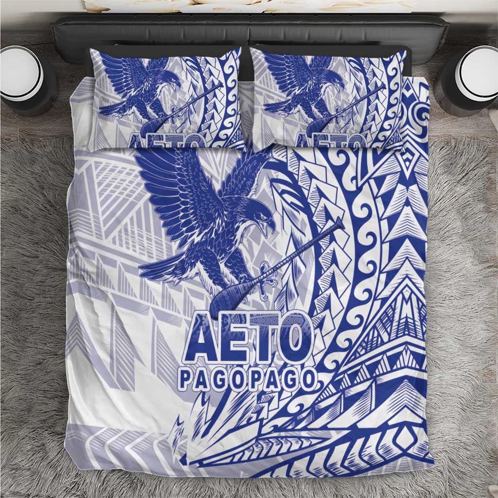 Samoa Pago Pago Aeto Bedding Set Wingstyle Blue-White Color - Polynesian Pride