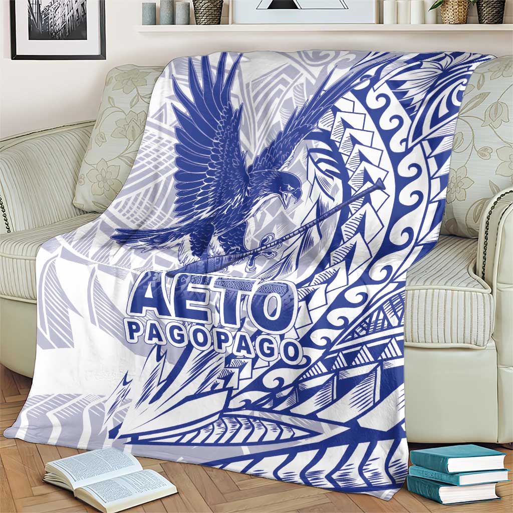 Samoa Pago Pago Aeto Blanket Wingstyle Blue-White Color - Polynesian Pride