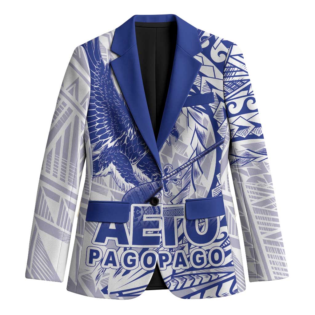 American Samoa Pago Pago Aeto Blazer Wingstyle Blue-White Color LT03 Unisex White - Polynesian Pride
