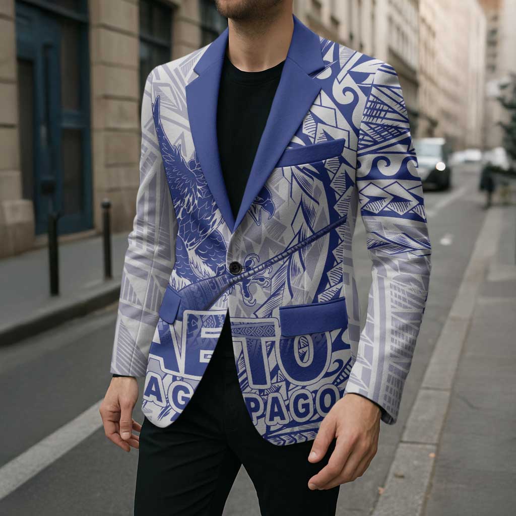 American Samoa Pago Pago Aeto Blazer Wingstyle Blue-White Color LT03 - Polynesian Pride
