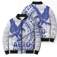 Samoa Pago Pago Aeto Bomber Puffer Jacket Wingstyle Blue-White Color - Polynesian Pride