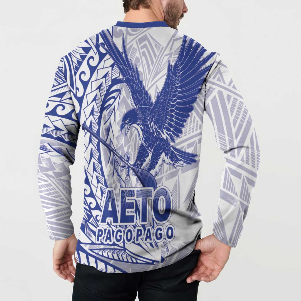 Samoa Pago Pago Aeto Button Sweatshirt Wingstyle Blue-White Color - Polynesian Pride