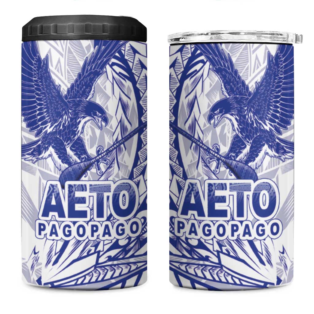 Samoa Pago Pago Aeto 4 in 1 Can Cooler Tumbler Wingstyle Blue-White Color - Polynesian Pride