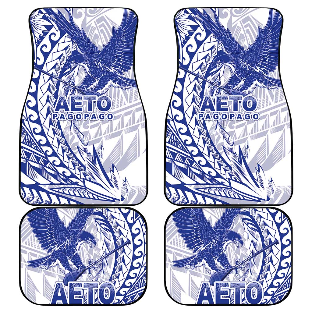 American Samoa Pago Pago Aeto Car Mats Wingstyle Blue-White Color LT03 - Polynesian Pride