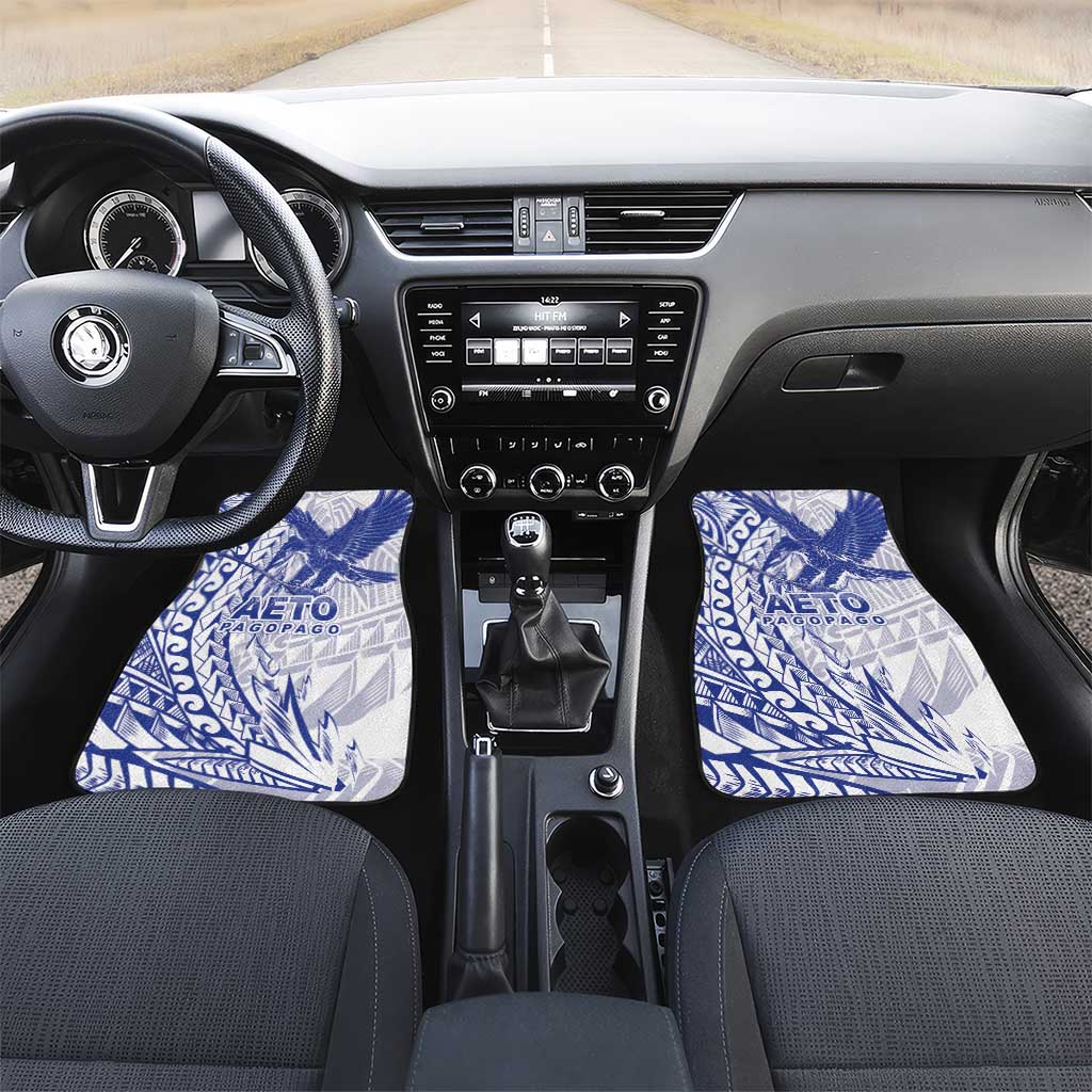 American Samoa Pago Pago Aeto Car Mats Wingstyle Blue-White Color LT03 Set 2pcs - Front White - Polynesian Pride