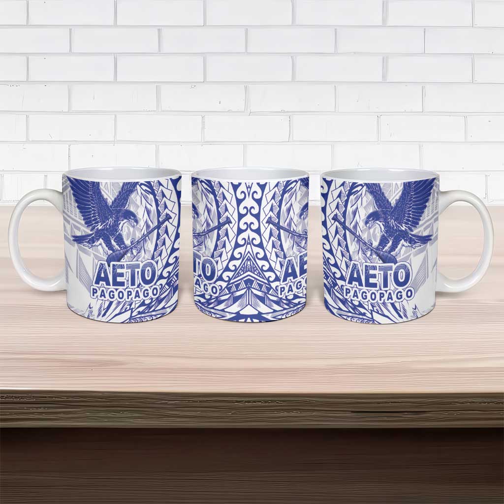 Samoa Pago Pago Aeto Ceramic Mug Wingstyle Blue-White Color - Polynesian Pride