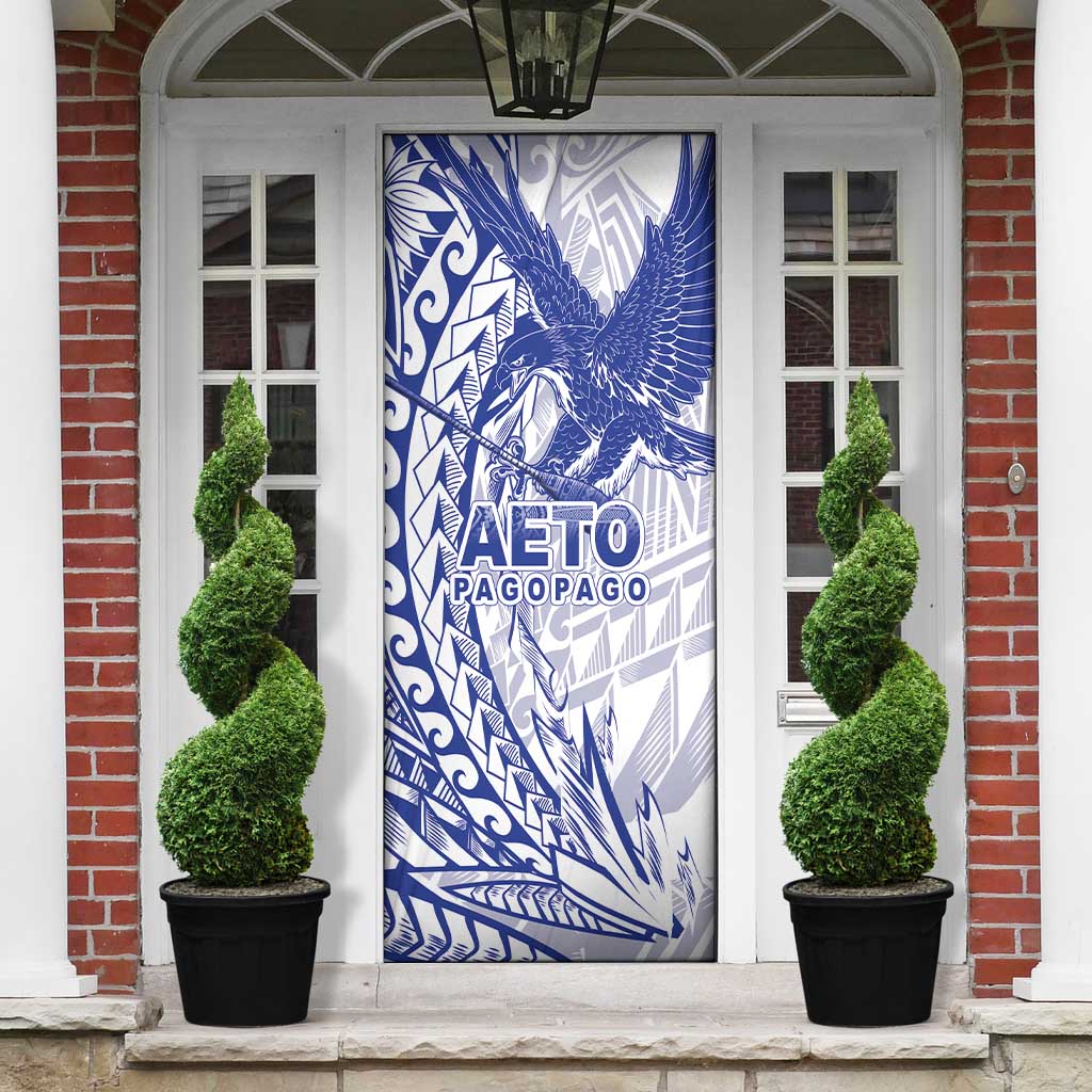 Samoa Pago Pago Aeto Door Cover Wingstyle Blue-White Color - Polynesian Pride