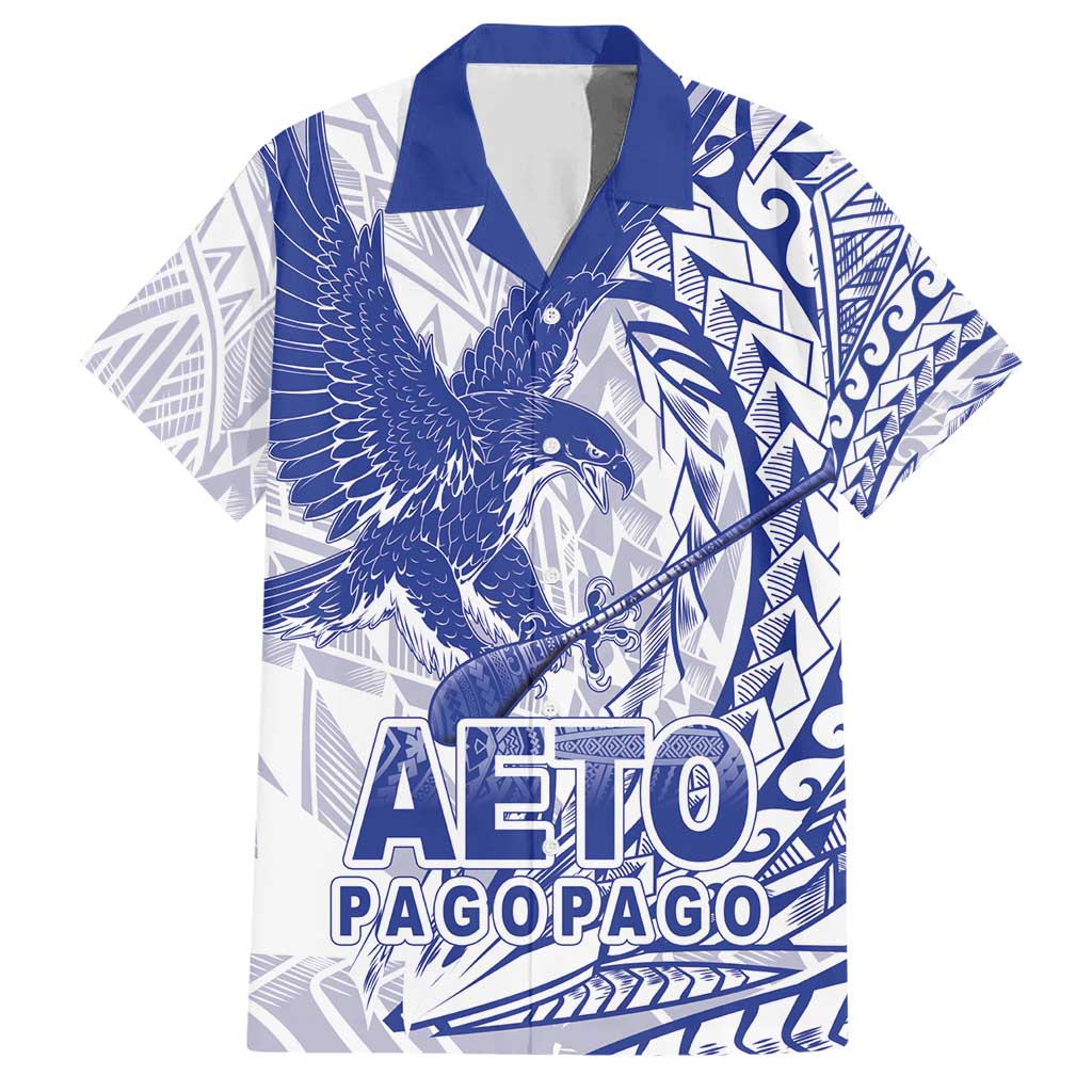 Samoa Pago Pago Aeto Family Matching Short Sleeve Bodycon Dress and Hawaiian Shirt Wingstyle Blue-White Color - Polynesian Pride