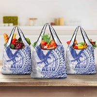 American Samoa Pago Pago Aeto Grocery Bag Wingstyle Blue-White Color LT03 3-pack One Size White - Polynesian Pride