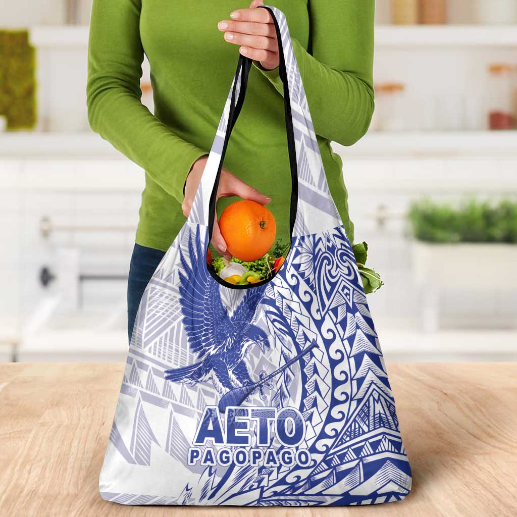 American Samoa Pago Pago Aeto Grocery Bag Wingstyle Blue-White Color LT03 - Polynesian Pride