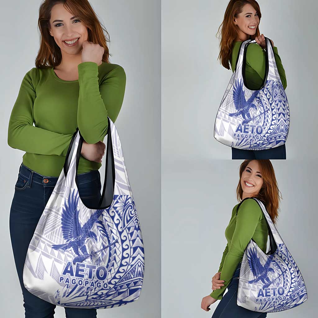 American Samoa Pago Pago Aeto Grocery Bag Wingstyle Blue-White Color LT03 - Polynesian Pride