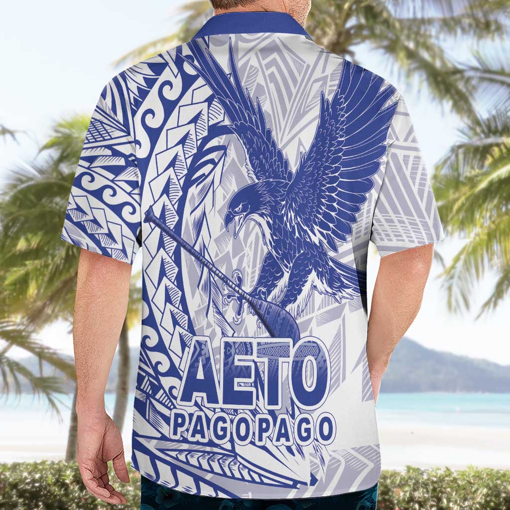 Samoa Pago Pago Aeto Hawaiian Shirt Wingstyle Blue-White Color - Polynesian Pride