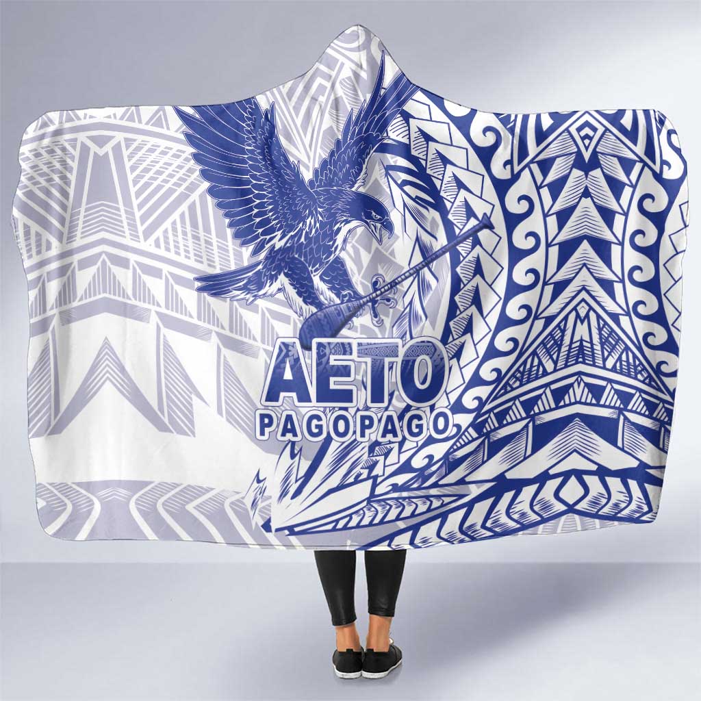 Samoa Pago Pago Aeto Hooded Blanket Wingstyle Blue-White Color - Polynesian Pride